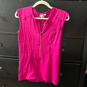 Athleta S half-zip sleeveless, pink top
